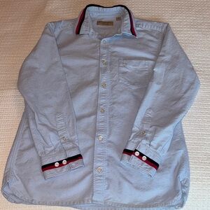 Burberry Light Blue Shirt Jacket with Red and Black Accents